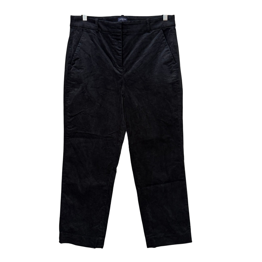 J.Crew Women Velvet Kallie Pants Cotton Size 10 Black Straight Stretch Trousers